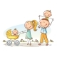 Happy Family with Two Children Walking Outdoors - GraphicRiver Item for Sale