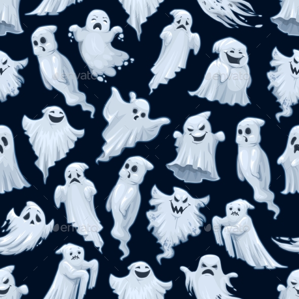 Halloween Ghost Seamless Pattern
