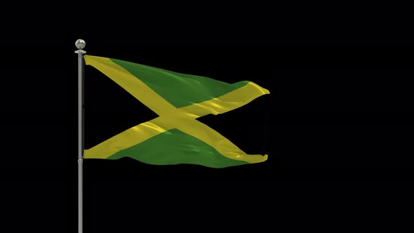 Jamaica Looping Of The Waving Flag Pole With Alpha