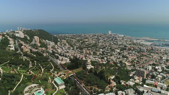 Aerial of Haifa with Mount Carmel