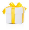 White gift box tied yellow ribbon Isolated on white background - PhotoDune Item for Sale