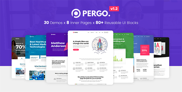 Pergo –  A Multipurpose Landing Pages Pack for Startups, Creatives and Freelancers