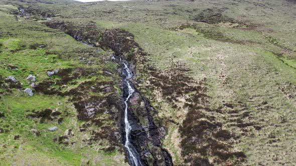 Aerial View of a Waterfall in the Mountains Near Crolly in County Donegal  Ireland