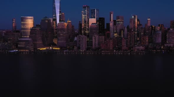 Skyline of Lower Manhattan New York City at Evening Twilight