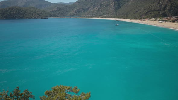 Amazing Beautiful Panoramic View of Natural Park of Oludeniz and Fethiye Blue Lagoon and Tranquil