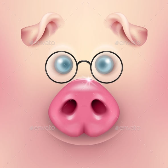 Vector Background with Cartoon Pig Face