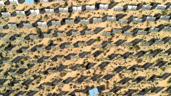 Top Down Aerial of Mirrors for Solar Electric Generators in Desert