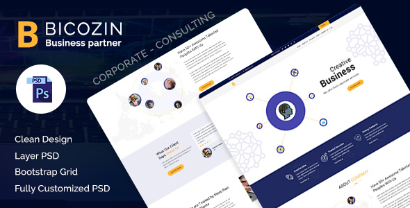 Bicozin – Business & Consulting PSD Template – 0 Sold!