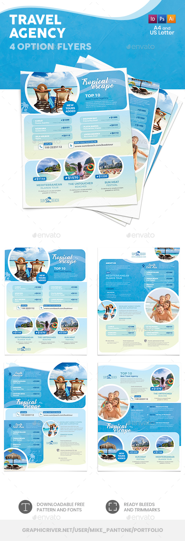 Travel Agency Flyers 5 – 4 Options