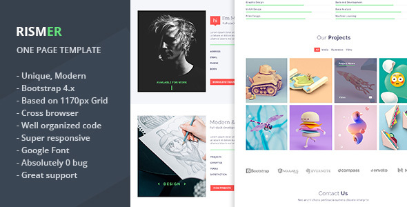 Rismer - One Page Resume and Portfolio HTML Template