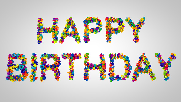 Happy Birthday, Colorful Bouncing Text