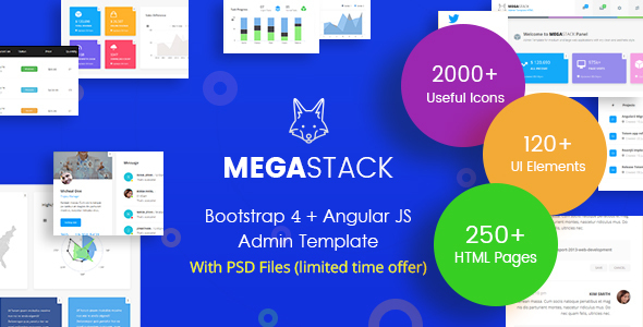 MegaStack - Bootstrap 4 & Angular JS Admin Dashboard Template and UI Framework