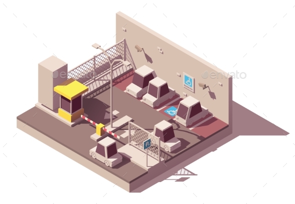 Vector Isometric Secure Car Parking