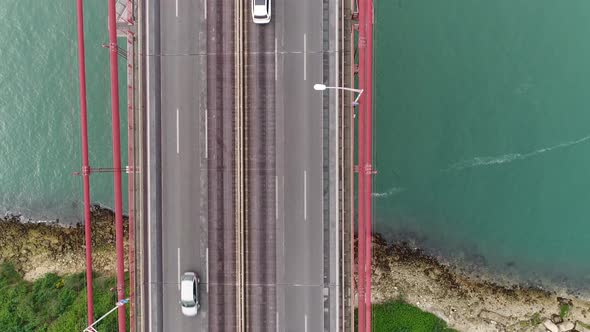 Traffic on 25 April Bridge, Lisbon