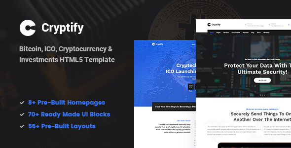 Cryptify - Responsive Bitcoin, Cryptocurrency and Investments HTML Template