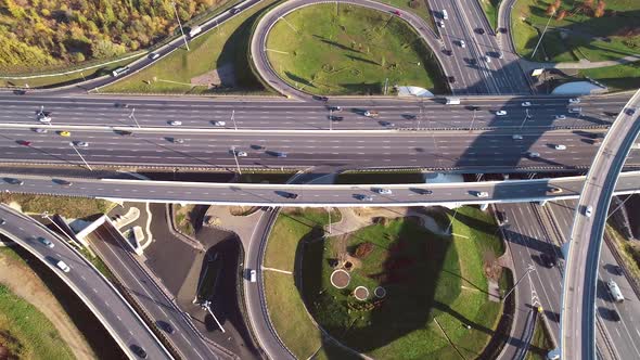Freeway Intersection Traffic Trails in Moscow
