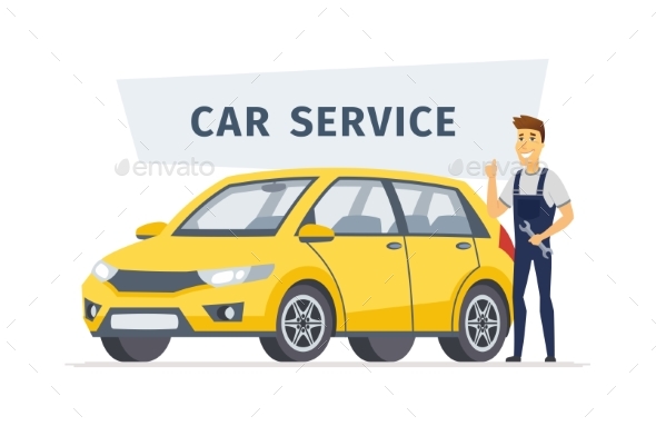 Car Service - Modern Vector Cartoon Character