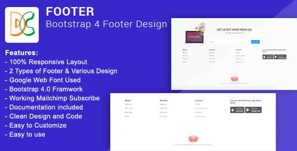 Footer - Bootstrap 4 Footer Design