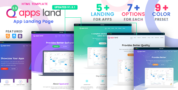 AppsLand - szablon HTML strony docelowej aplikacji