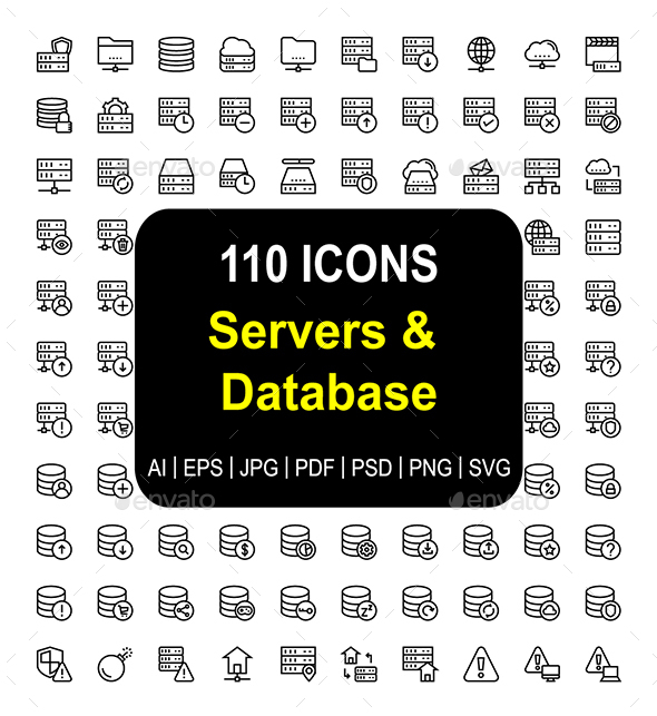 Server & Database Line Icons