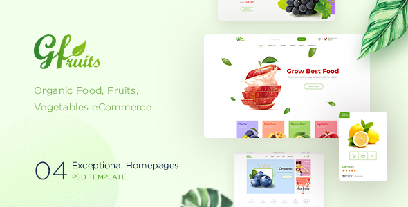 GFruits – Organic Food/Fruit/Vegetables eCommerce PSD Template