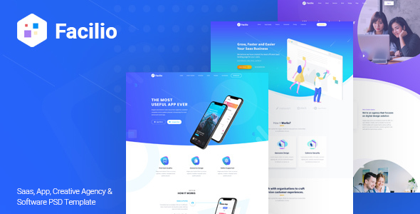 Facilio - Saas, App, Creative Agency and Software PSD Template