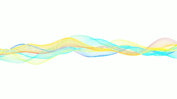 Colorful Particle Wave Animated On White Background