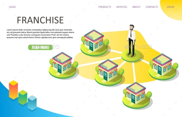 Franchise Business Landing Page Website Vector