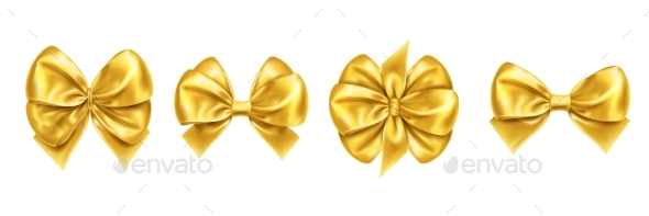 Set of Isolated Bow Knots for Gift Decoration