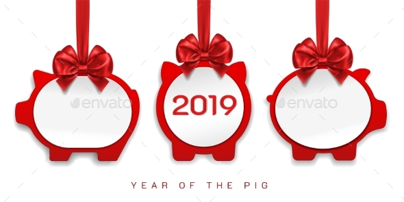Paper Pigs Decorations for 2019 New Year