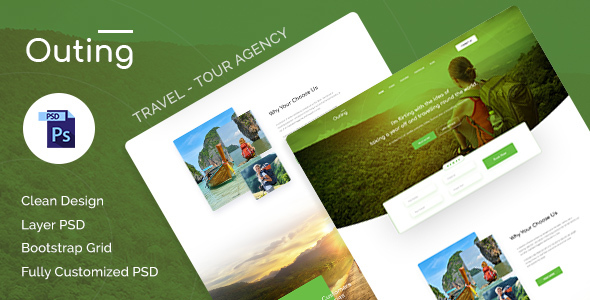 Outing - Onepage Landing Travel & Tour PSD Template