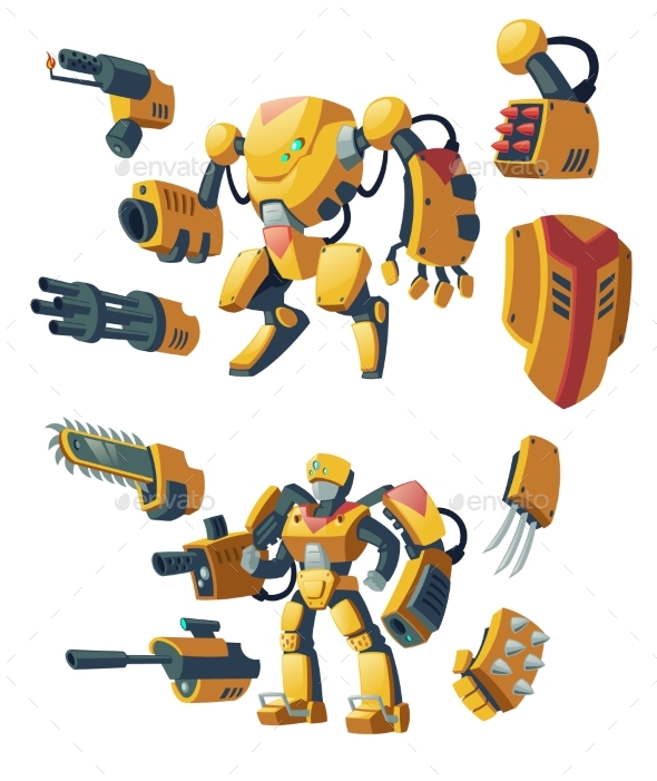 Vector Androids, Robots, Cyborg Humanoids