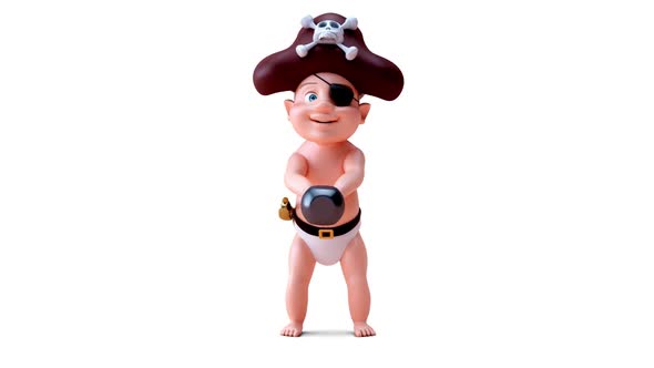 Fun 3D cartoon of a baby pirate