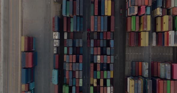 High angle view on cargo crane container terminal, Porto de Leixões, Portugal.