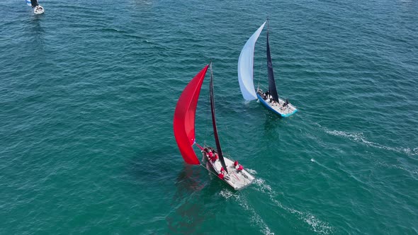 Yacht Race in the Summer Aerial View