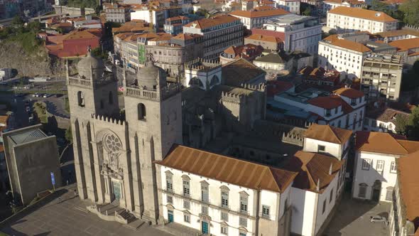 Porto in Portugal, aerial drone cityscape view 4k