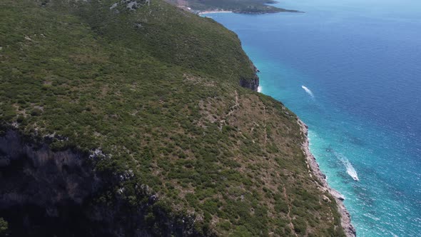 Typical Albanian Landscape on the Adriatic Shore with Mountains