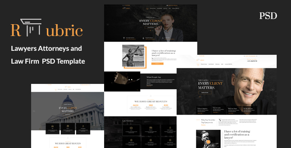 Rubric - Lawyers Attorneys and Law Firm PSD Template