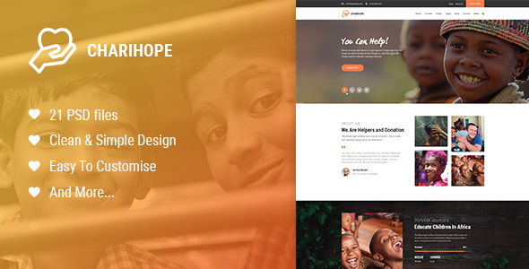 Charihope | Charity and Donate PSD Template