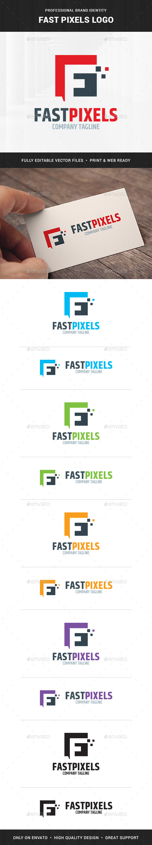 Fast Pixels - Letter F Logo Template
