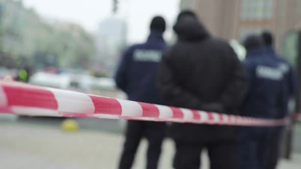 Barrier Warning Police Tape at the Crime Scene. Kyiv. Ukraine