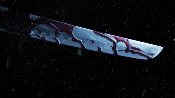 Samurai Sword Drips Blood In Snowfall alt