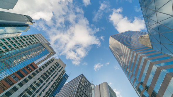 Business Buildings And Clouds