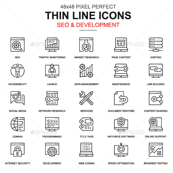 Line Seo and Development Icons