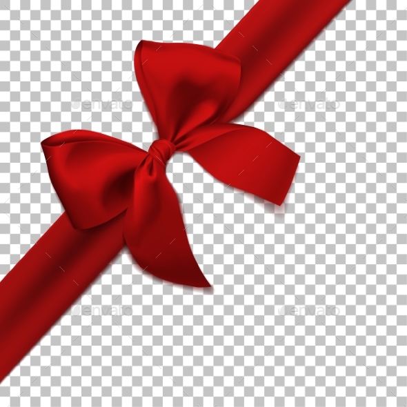 Realistic Red Bow and Ribbon Isolated