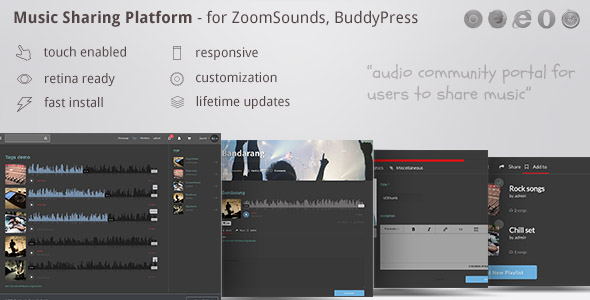 Music Sharing Platform - for Wordpress / ZoomSounds Addon, BuddyPress integrated