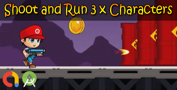 Shoot and Run 3 x Characters (Android Studio + Admob + GDPR Support + API 27 + Eclipse)