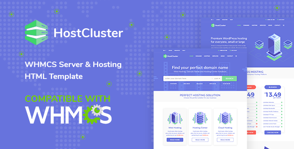 HostCluster - WHMCS Server & Hosting HTML Template