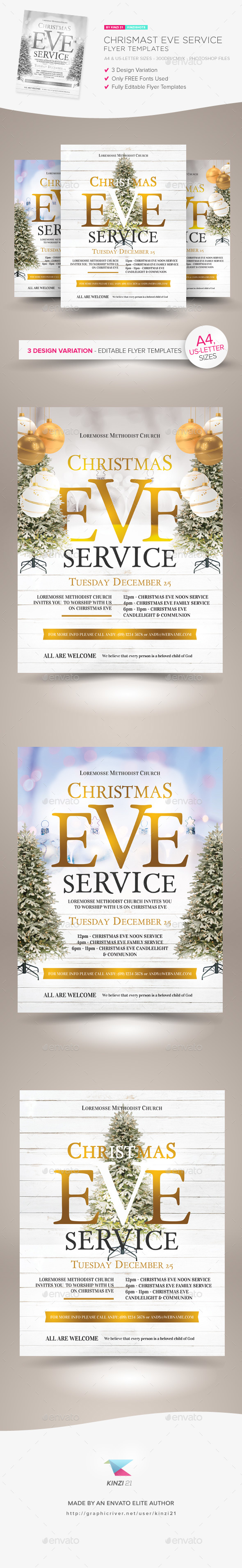 Christmas Eve Service Flyer Templates