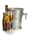 Champagne bottle with ice bucket and glasses of champagne isolated. - PhotoDune Item for Sale